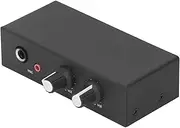 Microphone Music Mixer, Preamplifier 6.5mm Dynamic/3.5mm Condenser Amplifier MIC and Mixer with Individual Knob, DC 5-12V.
