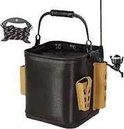Fish Bucket | Bucket for Caught Fish - Lightweight EVA Waterproof Double Zipper Rod Holder Lure Bag Storage Freestanding for Boating Outdoor Hiking Traveling