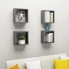 Grey Wall Cube Shelves Set of 4 Modern Storage Decoration 30x15x30 cm