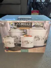Vintage CORELLE COORDINATES CALLAWAY CANISTER Set of 4 w/Lids Ivy Jay Import Co.