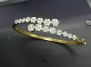 5Ct Round Lab Created Diamond Women's Bangle Bracelets 14K Yellow Gold Plated