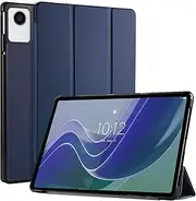 [DUEDUE] for Lenovo Tab M11/K11 LTE/Xiaoxin Pad 11"(2024)(TB330F/331F) Tri-Fold Hard Shell Protective Tablet Case, Shockproof Stand Case Ultra Thin PU Leather, Support Auto Wake/Sleep, Dark Blue