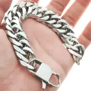 Mens Silver 316L Stainless Steel Cuban Curb Chain Bracelet 7-9" 8/10/12/14mm