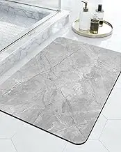 DEXI Bath Mat, Non Slip Quick Dry Rugs, Super Absorbent Ultra Thin Bathmat, Washable Rubber Mats for Shower Floor, in Front of Bathtub, Sink, Bathroom Accessories Decor, 16"x24", Light Grey