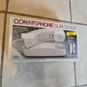 Conairphone Slim Design Lighted Dial Desktop Or Mount Phone SW204GLD White - NEW