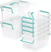 7 Pack Small Storage Bins Plastic Storage Container Stackable Box Lids Handle