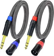 Ihurllu Balanced 1/4" TRS to XLR Male Patch Cable, 3.3Feet Quarter Inch 6.35mm to 3pin XLR Male Microphone Cable, Heavy Duty Nylon Braided, Gold Plated Plug, for Mixer, Speaker, Studio Monitor -2Pack
