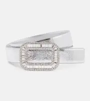[Roger Vivier] Roger Vivier Pilgrim metallic leather belt Inch 33.5 silver