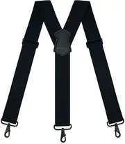 [MELOTOUGH] Mens Suspenders 2 Inch Wide Y Back Adjustable Elastic Big and Tall Suspenders with Hooks for Jeans(Black)