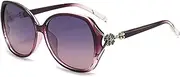 [HMKING] Large Retro Butterfly Frame Polarized Sunglasses for Mens Womens Retro Mirrored Lens Sun glasses for Driving Fishing, Purple