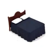 Drums and Crates 1/72 Miniature Furniture Wooden Double Bed, Bedhead, Pillow