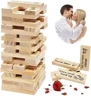 DASIAUTOEM Lust Tower - Game for Adults, 48 Pcs Couples Games Wooden Tumbling Tower Game, Wooden Stacking Game, Couples Games for Adults, Stacking Block Night Party Game Gift