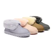 AUSTRALIAN SHEPHERD® UGG Slippers Double Face Sheepskin Wool Collar Ankle Mallow - Pink / AU Ladies 12 / AU Men 10 / EU 43