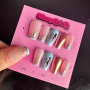 Dawn French Vintage Hand-Painted Metal Press-On Nails - 2024 New Arrival, Autumn-Winter Brightening Nail Art