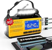 10000mAh Emergency Radio, Hand Crank Radio, AM FM NOAA Weather Alert Radio, Solar Radio, 3 Charging Methods, 3-Mode Flashlight, Reading Lamp, SOS Alarm, Phone Charger for Emergency, Orange