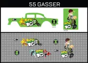 Hot Wheels(1/64),55 Gasser"BEN 10" Waterslide,Printed White First,Decals