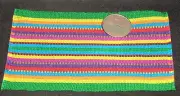 Dollhouse Miniature Green Backstrap Guatemala Blanket Rug @ 3X5" Southwest #002