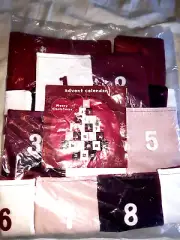Hanging Advent Christmas Calender 34" x 28" Red Pink White