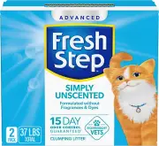 Simply Unscented Clumping Cat Litter, 37 Lbs. (2 X 18.5 Lb. Box)