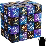 48 PCS Magic The Gathering Token Counters Marble Cube D6 Dice Glitter Sparkle Starry Sky for CCG Creature Stats Card Gaming MTG Accessory (2-Color Mixed)