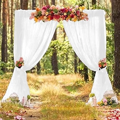 Chiffon Backdrop Curtain 5ftx7ft Voile Sheer Curtains 2 Panels Romantic Weddi...