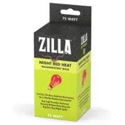Zilla Incandescent Heat Bulbs Night Red Heat 75 Watts for Reptile Terrariums