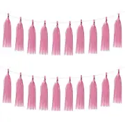 20-Pack Tassel Garland Banner with Rope Tissue Paper for Anniversary Pink