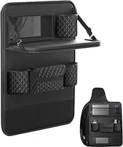 Backseat Organizer With Table,Car Backseat Leather Waterproof Organizer With Foldable Tray | Multi-Use Board, Travel Accessories, Foldable Table Holder For Umbrellas, Toys