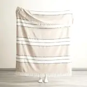 Renee Taylor Modena Stripe Stone Washed Yarn-Dyed Midnight Throw