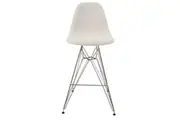 SK Designer Living | Replica Eames DSR Stool | Textured Ivory & Chrome