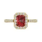 2.07Ct Emerald Cut Natural Garnet VVS1 Solid Gold Halo Engagement Promise Ring