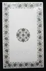 Rectangle Marble Dining Table Top Floral Pattern Inlay Work Office Hallway Table