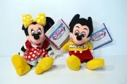 DISNEY STORE MICKEY & MINNIE MOUSE BEAN BAG PLUSH SET TAG PROTECTORS YELLOW