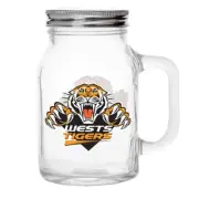 NRL Wests Tigers TEAM Glass Mason Jar With Handle Mother's Day Sale