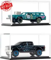 2 Pack Clear Acrylic Hot Wheels Display Case, UV Protection for 1/64 Scale Cars
