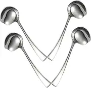 VINTORKY Stainless Steel Sauce Spoons Set 4pcs Mirror Polished Small Serving Spoons for Hot Pot Salad