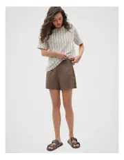 [Seed Heritage] Textured Stripe Top in Affogato