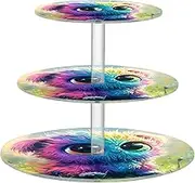 3 Tier Cupcake Stand for Party Birthday Wedding Cupcake Tower Acrylic Display Colorful Creature Cute Fantasy Serving Cake Stands for Party Dessert Tray Cookie