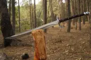 Handmade Carbon Steel Viking Sword Two Handed Handle With Bronze Sheath