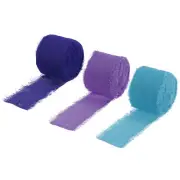 Chiffon Ribbon 1.5" x 10 Yard Fringe Ribbon, Light Purple/Dark Blue/Blue