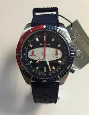 BULOVA Men's Chronograph A Surfboard Blue Divers WATCH 98A253