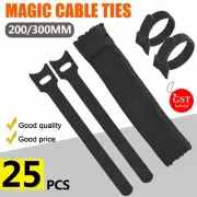 25X Magic Cable Ties Reusable Hook and Loop Cable Ties Organiser Cords 200/300mm