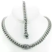 10mm Miami Cuban Link Bracelet 7'' ANTI-TARNISH Stainless Steel Chain 16''