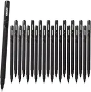 20 x Hauser Germany Liquid Ink Needle Ballpoint Pen with Carbon Fibre Barrel Design, Medium 0.5mm Nib, Black Ink