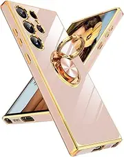 LeYi for S23-Ultra case: Samsung S23 Ultra Case with Lightweight 360°Kickstand Support Car Mount Shockproof, Easy Clean Shockproof Protective for Samsung S23 Ultra Phone Case, Pink