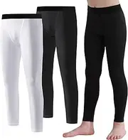 [Blaward] 2 Pack Boys Kids Youth Compression Legging Pants Tights Athletic Base Layer Under Shorts Gear for Running Basketball
