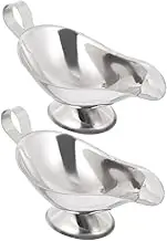 LAPYAPPE 2pcs Stainless Steel Gravy Boats with Spout Sauce Cups for Gravy and Dressings Easy Clean for Steak and Salad Elegant Table Serving