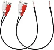 tunghey 2Pack RCA Female to Speaker Wire, RCA Female Plug Adapter Connector to Bare Wire Open End Audio Cable for Amplifier Audio Video Receiver Speakers 0.3M