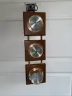 Vintage Springfield Wood 3 Gauge Weather Station Thermometor Barometer Humidity