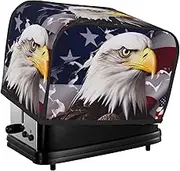 America US Flag Bald Eagle Toaster Cover 2 Slice Bread Machine Covers Waterproof Universal Size Kitchen Small Appliance Cover with Hang Loop, Dust and Fingerprint Protection